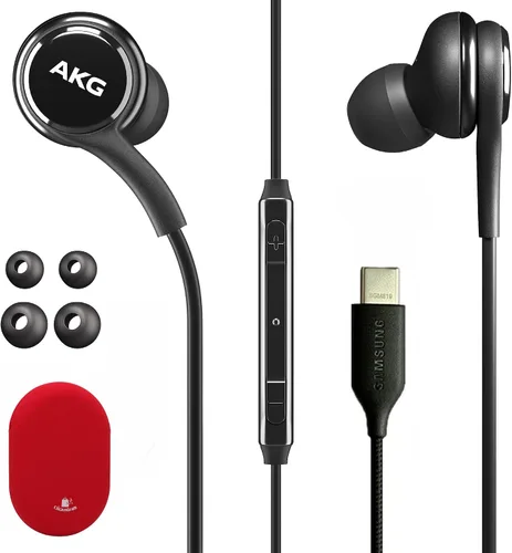 Vista 7 de Samsung AKG - Auriculares intrauditivos originales con USB tipo C con control remoto y micrófono para Galaxy A53 5G, S22, S21 FE, S20 Ultra, Note