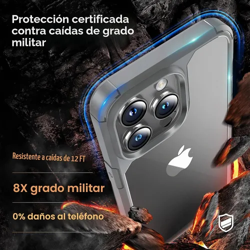 Vista 3 de TAURI Funda para iPhone 15 Pro de Titanio, [No se Amarillea] con Protector de Pantalla, [Protección contra Caídas de Grado Militar] Funda