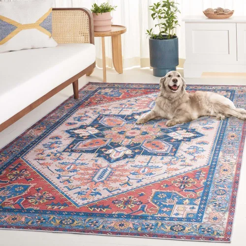 Vista 16 de SAFAVIEH Alfombra lavable Arizona Collection – 3 x 5 pies, marfil y al óxido, antideslizante y fácil de limpiar, ideal para sala de estar, entrada