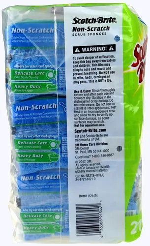 Vista 2 de Scotch -Brite Esponjas exfoliantes antiarañazos, paquete de 21, envueltas individualmente