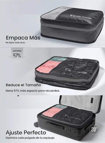 Vista 4 de Black Voyage Bolsa de Viaje Reutilizable de Compresión al Vacío para Maleta de Mano y Mochila, Reciclada IP67 Impermeable Ahorradora de Espacio