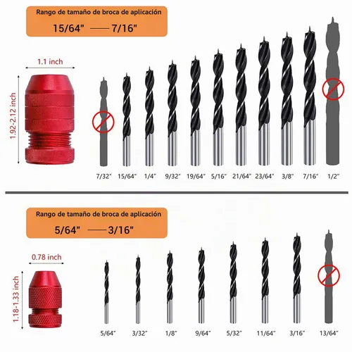 Vista 3 de RUITOOL Juego de tope de profundidad para brocas de taladro, tope de taladro ajustable Rango de tamaño de taladro aplicable 5/64"-3/16