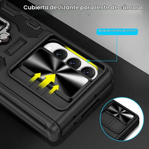 Vista 3 de VEGO - Funda para Galaxy Z Fold 4 con clip para cinturón y protector de pantalla 360°Ring Kickstand & Camera Cover, Hinge Protection Shockproof