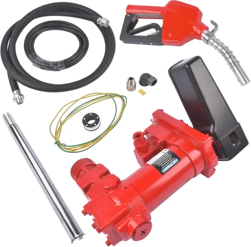 Vista 7 de Bomba de transferencia de combustible 115V 15 GPM con manguera de descarga + boquilla manual con protección contra sobrecarga térmica, para mezclas