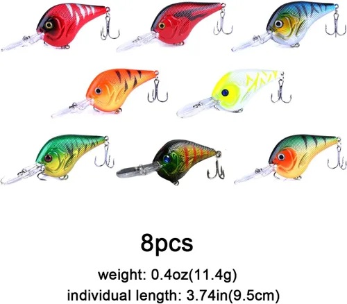 Vista 4 de Kit de señuelos de pesca Minnow Popper Crank Baits Freshwater Bass Fishing Baits Set