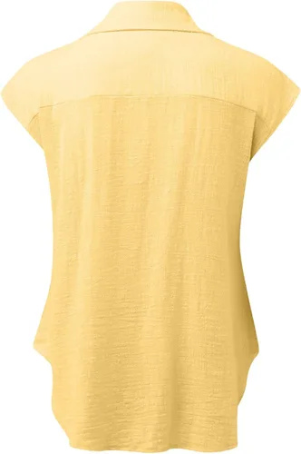 Vista 4 de Ceboyel Camisas para mujer de moda de verano, algodón, lino, manga corta, cuello con botones, blusa casual para mujer 2023
