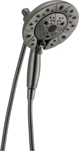Vista 16 de Cabezal de ducha dual In2ition de 5 pulverizaciones Delta Faucet con rociador de mano, cabezal de ducha cromado H2Okinetic con manguera, cabezales