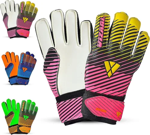 Vista 5 de Vizari Saturn Soccer Goalie Goalkeeper Gloves for Kids Youth & Adults, Football Gloves with Grip Boost Padded Palm and fingersave Flat Cut