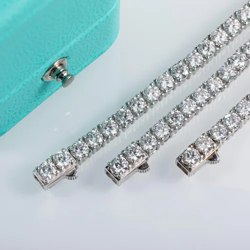 Vista 6 de AnuClub 11.1CT-32CT Moissanite Tennis Bracelet 925 Sterling Silver Round Cut 4MM6.5MM D Color VVS1 Moissanites Classic Bracelets for Women Men