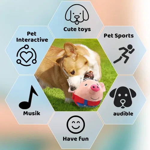 Vista 4 de ROWPOZ Juguete de peluche para mascotas en movimiento activo actualización 2025, juguete de bola chirriante para perro, juguete interactivo