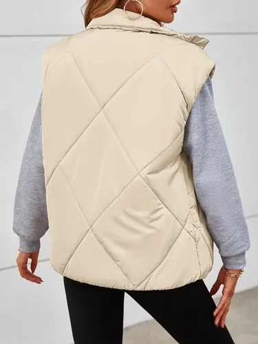 Vista 4 de MEROKEETY Chaleco acolchado de invierno para mujer 2024 con cuello alto, con cremallera, con bolsillos
