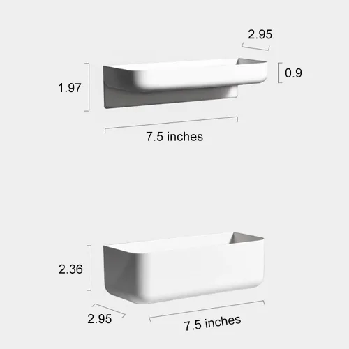 Vista 6 de Estante flotante de plástico adhesivo para colgar en la pared, organizador de ducha para baño, cocina, almacenamiento adicional necesario