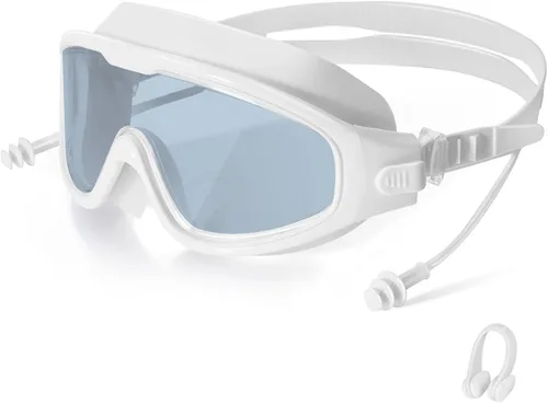 Vista 10 de Gafas de natación, visión amplia, visión clara, gafas de natación para adultos, protección UV antivaho, sin fugas, gafas de piscina
