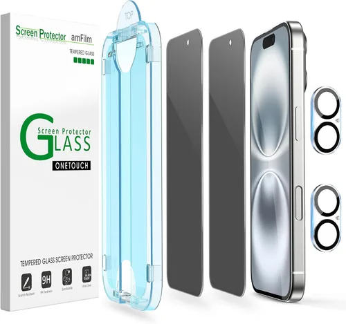 Vista 18 de amFilm Protector de pantalla OneTouch Privacy para iPhone Air 17 de 6.5'' + Protector de lente de cámara Instalación con alineación automática
