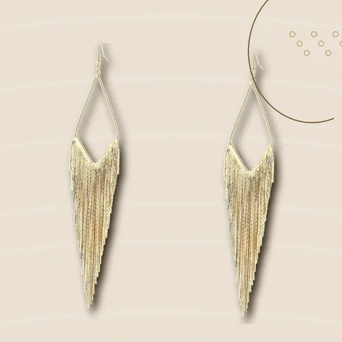 Vista 3 de GUESS Pendientes de gota lineales con flecos básicos Dorado
