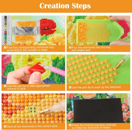 Vista 6 de MXJSUA Kit de pintura de diamantes de gnomos 5D para Halloween, para adultos, calabazas y diamantes, pintura artística con diamantes de imitación