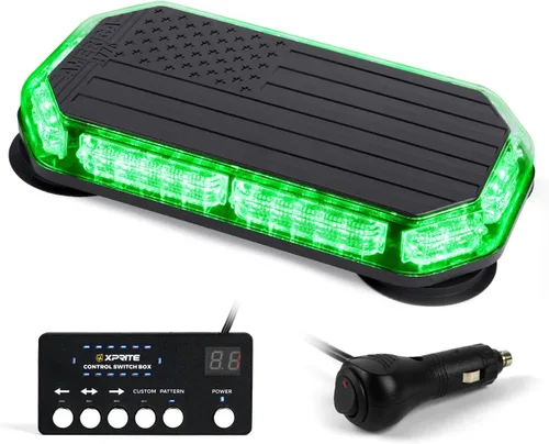 Vista 10 de Xprite Barra de Luz Estroboscópica de Emergencia Ámbar para Techo, Baliza con Bandera de EE.UU. Luces de Advertencia Intermitentes de Seguridad