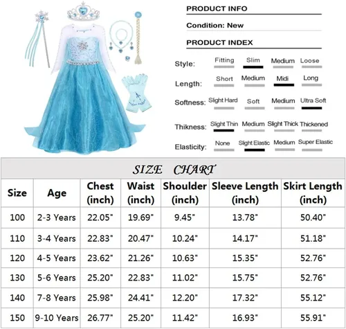 Vista 5 de Eledobby Elsa Coronation Dress for Girls The Frozen Costume Princess Elsa Dresses Halloween Outfits Birthday Party Ball Gown
