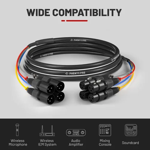 Vista 9 de Phenyx Pro Sistema de micrófono inalámbrico UHF PTU-52 Bundle con cable de serpiente XLR de 10 pies