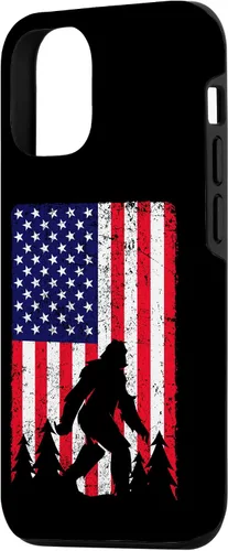 Vista 2 de Funda patriótica para iPhone 15 Bigfoot 4 de julio con la bandera de Estados Unidos