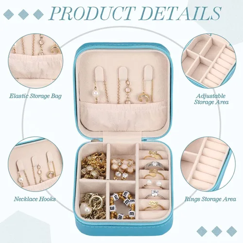 Vista 3 de Yinkin 12 piezas de mini joyero de viaje para propuesta de dama de honor, cajas de regalo pequeñas organizador de joyas de piel sintética, caja