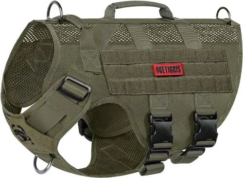 Vista 11 de OneTigris - Arnés táctico para perros pequeños, chaleco de perro pequeño sin tirones con asas, transpirable, arnés militar con sistema MOLLE, arnés