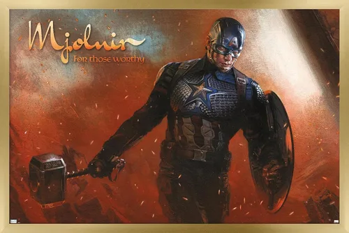 Vista 15 de Trends International Marvel: Year of The Shield - Póster de pared de Mjolnir, 22.4 pulgadas de largo x 14.7 pulgadas, versión enmarcada de madera
