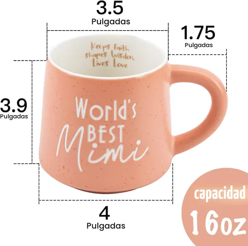 Vista 2 de COLLECTIVE HOME - Taza de café, taza de té de cerámica familiar, regalo divertido para el día de la madre/padre, 16 oz, apta para lavavajillas y Mimi