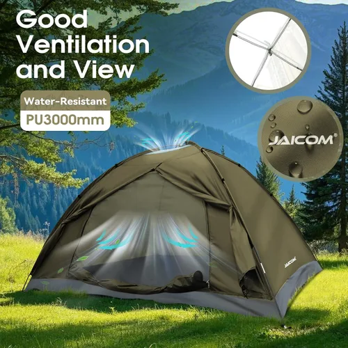 Vista 4 de JAICOM Tienda de campaña para 1/2/4 personas: tienda de campaña ligera para mochileros, impermeable, resistente al viento, fácil instalación