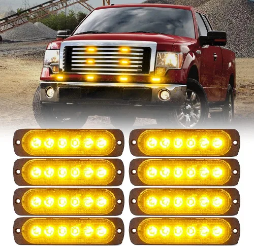 Vista 9 de Xprite 10 luces LED estroboscópicas de emergencia, ámbar de 12 luces LED estroboscópicas intermitentes, función de sincronización, luz de parrilla