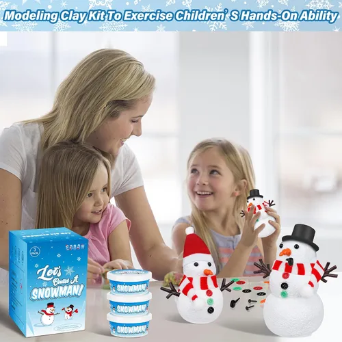 Vista 3 de Kit de Manualidades Navideñas de Muñeco de Nieve, Paquete de 3 Kit de Manualidades DIY de Muñeco de Nieve para Niños, Construye un Muñeco de Nieve