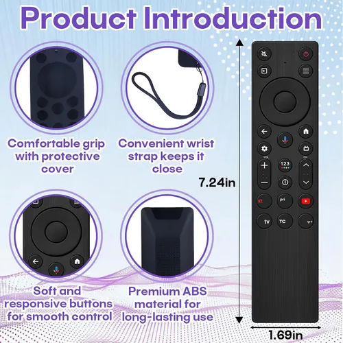 Vista 2 de RC923A FMB1 Voice Remote Replacement Compatible with TCL Google TV Remote