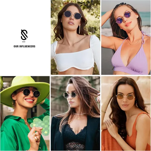 Vista 2 de SOJOS Lennon SJ1167 - Lentes de sol polarizados redondos para hombres y mujeres, diseño hippie de los años 70