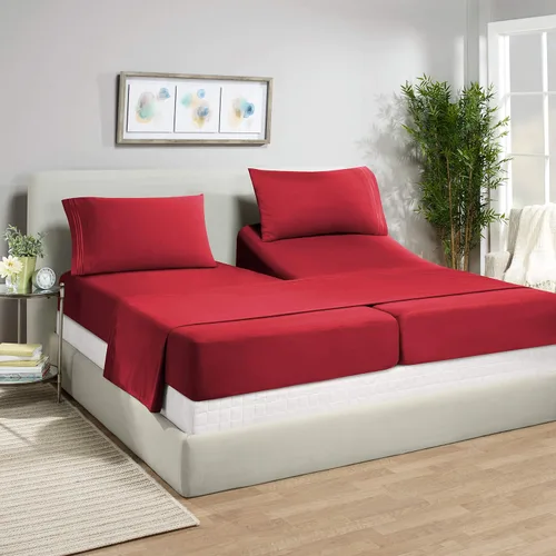 Vista 54 de Juego de sábanas de lujo Juego de cama de lujo, bolsillo extra profundo Juego de sábanas ajustable, sábana de arriba y 2 fundas de almohada, ropa