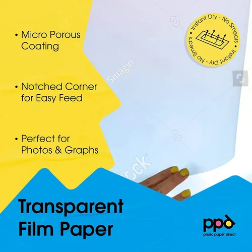 Vista 3 de PPD 50 hojas de película transparente de 8.5 x 11 pulgadas para inyección de tinta prémium OHP
