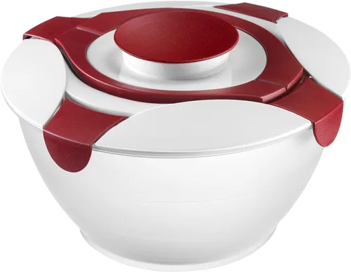 Vista 9 de Westmark Ensalada Butler Bowl con asa y aderezo, Volumen: 6.5 litros, Plástico, Práctico, Transparente/Blanco/Azul, 2422227B Incoloro