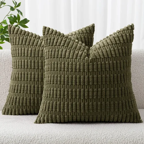 Vista 23 de MIULEE - Paquete de 2 fundas de cojín decorativas de corduroy, modernas y boho, suaves, con rayas, decoración del hogar, sofá, sala de estar, sillón
