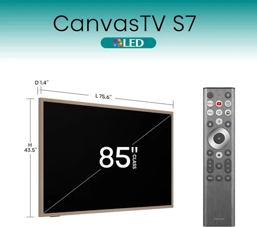 Vista 4 de Hisense Serie S7N CanvasTV QLED 4K de 85 pulgadas, Dolby Vision HDR Google Smart TV (85S7N, modelo 2025) - 144Hz, modo artístico, panel