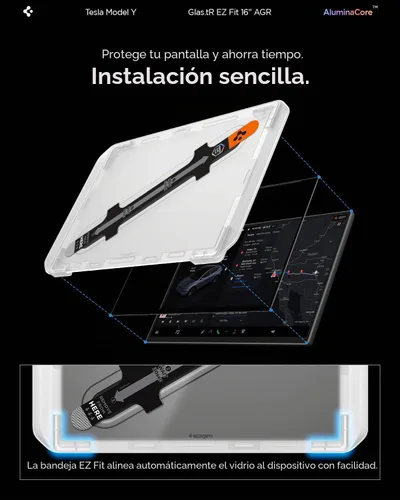 Vista 6 de Spigen GlasTR EZ FIT - Protector de pantalla con acabado mate para modelo Y