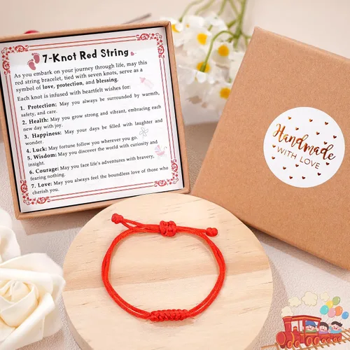 Vista 4 de DAYANEY Pulsera roja para mujer, pulsera de cuerda roja para protección como relleno de calcetines de Navidad, joyas a juego para parejas, regalos