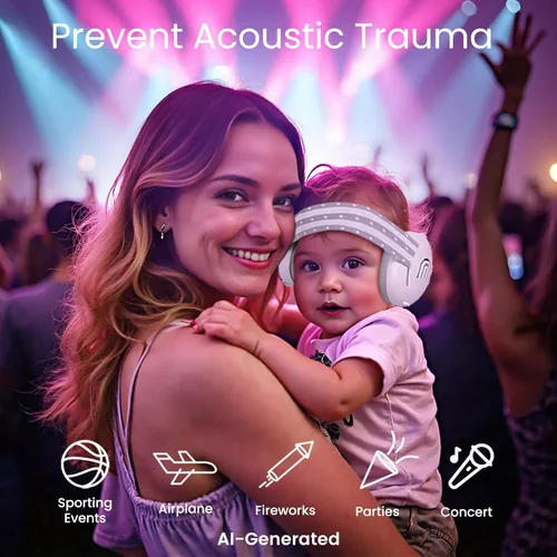 Vista 8 de Orejeras para bebés con protección contra el ruido para bebés de hasta 36 meses Blanco