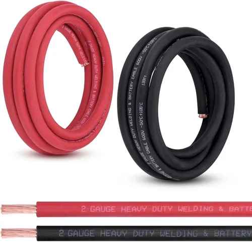 Vista 16 de Cable de batería calibre 1/0, 10 pies rojo + 10 pies negro, 1/0 AWG, alambre de cobre puro, cable de soldadura, para automotriz, batería, solar