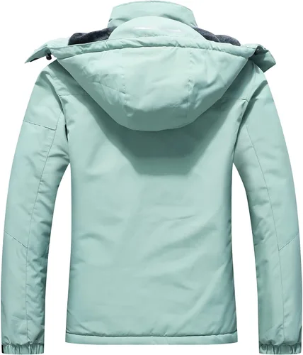 Vista 2 de SUOKENI - Chaqueta de esquí impermeable, para mujer, cálida, de invierno, resistente a la nieve, con capucha, ideal para snowboard