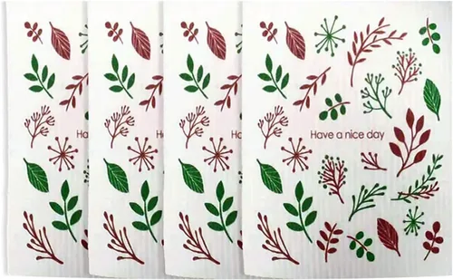 Vista 11 de Juego de 4 paños de cocina suecos reutilizables, absorbentes y de secado rápido, juego de 4 toallitas sin olor (flamenco)