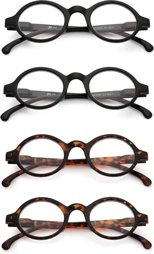 Vista 4 de JM Gafas de lectura con bisagra de resorte, 4 pares redondos y 3 pares de estilo ovalado +2.0