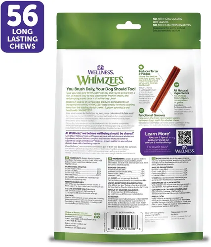Vista 9 de WHIMZEES by Wellness Stix - Masticables dentales naturales para perros, golosinas de larga duración, sin granos, refresca el aliento, raza extra