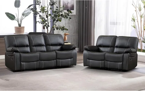 Vista 23 de EBELLO Silla reclinable manual de piel sintética, con respaldo cómodo y respaldo reclinable, muebles de primera calidad para sala de estar, muebles