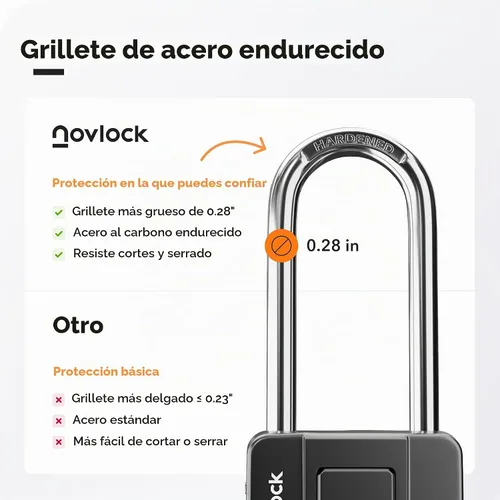 Vista 5 de Cerradura de combinación de grillete largo de 2.76 pulgadas, candado combinado para exteriores