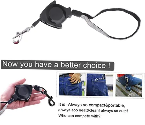 Vista 3 de LALAFINA Automatic Retractable Pet Leash Black Ergonomic Handle Long Telescopic Traction Rope for Dog Puppy Cat Training and Easy Grip