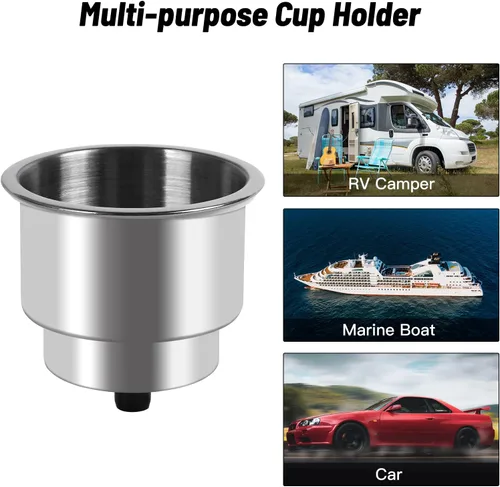 Vista 5 de Goture Stainless Steel Cup Drink Holder with Drain Marine Boat Rv Camper Rod